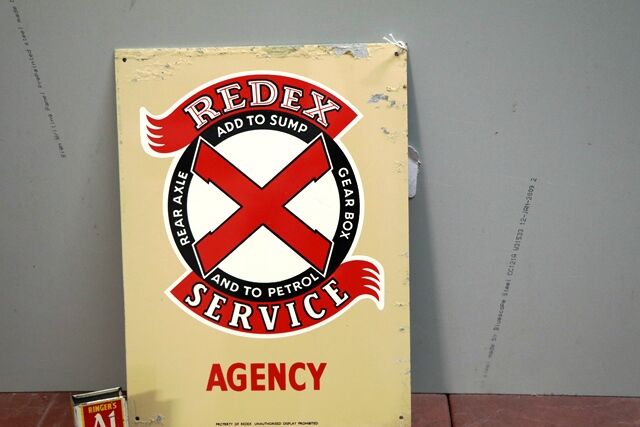 Vintage Small Redex Service Agency Tin Advertising Sign 