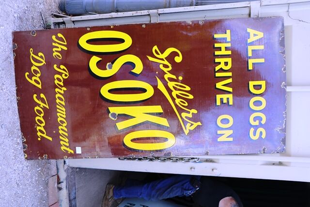 Vintage Spillers OSOKO Dog Food Enamel Advertising Sign 