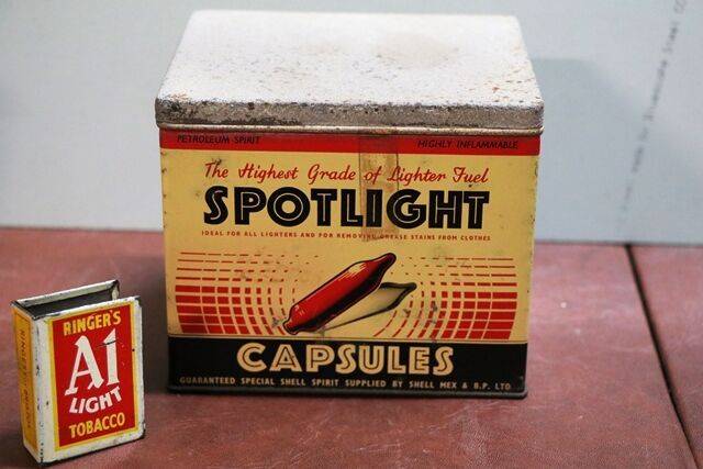 Vintage Spotlight Lighter Fuel Capsules Tin by ShellMex