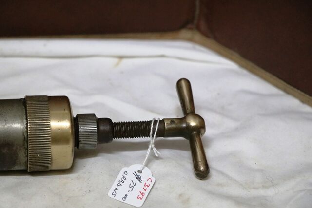 Vintage Steel + Brass Tecalemit Screw Top Auto Grease Gun Dispenser