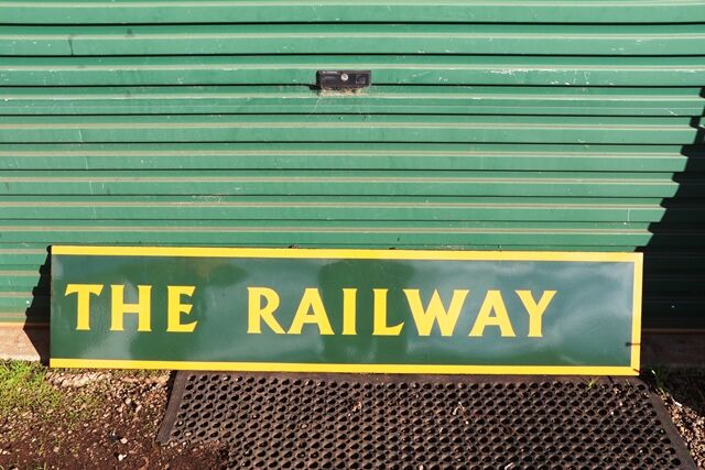 Vintage THE RAILWAY Strip Enamel Sign 