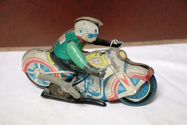 Vintage Tin Toy Motor Cycle Rider China MS702