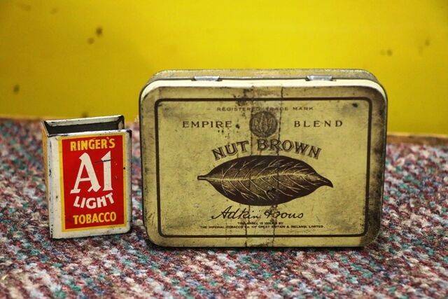 Vintage Tobacco Tin Nut Brown  Tin
