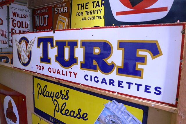 Vintage Turf Cigarettes Pictorial Pegasus Enamel Sign 