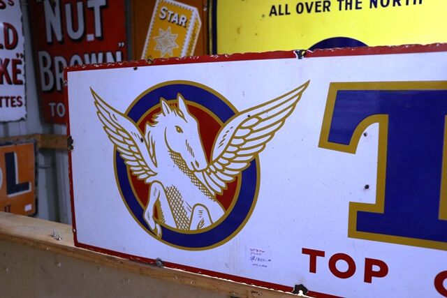 Vintage Turf Cigarettes Pictorial Pegasus Enamel Sign 