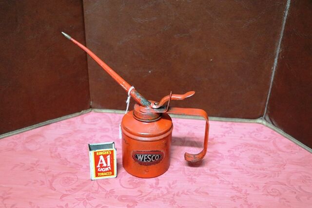 Vintage Wesco Thumb Pump Oiler with original Decal