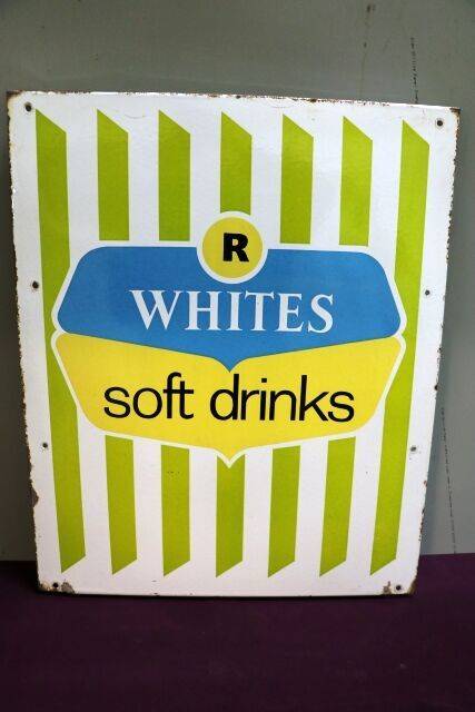 Vintage Whites Soft Drinks Enamel Sign 