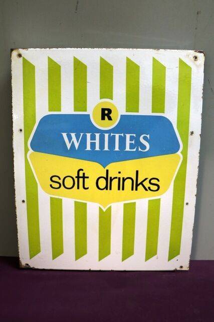 Vintage Whites Soft Drinks Enamel Sign  