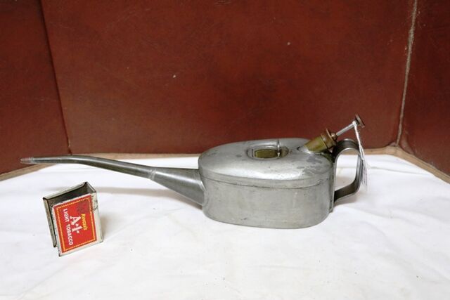 Vintage  Aust REGA 12 Pint Boat Shape Button Pump Oiler