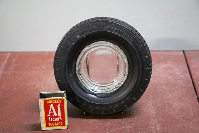 Vintage  Good Year Tyre Rubber and Glass Promotional Ashtray