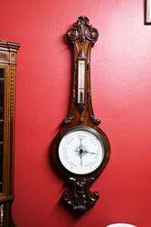 Large Antique Decorative Mahogany Carved  Mercury Barometer.