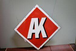 Vintage Lozenge Shape Enamel Sign Bearing the Letters AK. #