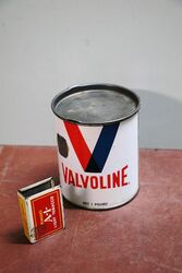 Vintage Valvoline 1lb Grease Tin with Contents.