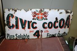 Rare Antique Civic Cocoa Crested Enamel Sign. #