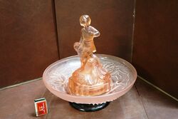 Art Deco 4-Piece frosted pink glass 'Peter Pan' Float Bowl #
