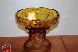 Stunning  #Art Deco amber glass '3 Maidens' Comport.