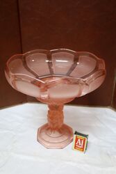 Art Deco 2-Piece Schweig, Muller & Co frosted pink glass 'Cherubs' Centr