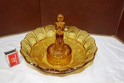 Art Deco Sowerby Amber Glass Stump Lady Float Bowl. #