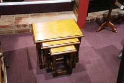 Early C20th Crossbanded English Oak Nest of 3 Tables. #