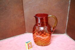 Large Antique Amberina Glass Jug, 21cm high.