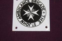 Small St John Ambulance Brigade Enamel Sign