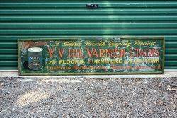 VVC Oil and Varnishes Framed Tin Advertising Sign