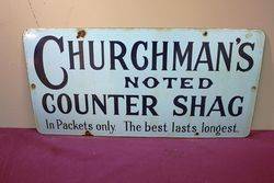 Vintage Churchmans Counter Shag Tobacco Enamel Sign 