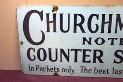 Vintage Churchmans Counter Shag Tobacco Enamel Sign 