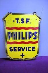 Philips  T S F Service Double Sided Enamel Sign. #