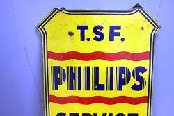 Philips  T S F Service Double Sided Enamel Sign 