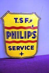 Philips  T S F Service Double Sided Enamel Sign 