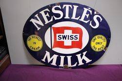A Vintage Nestles Milk Oval Enamel Sign 
