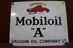 Mobiloil Gargoyle A Enamel Advertising Sign #