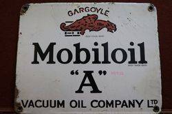 Mobiloil Gargoyle A Enamel Advertising Sign #