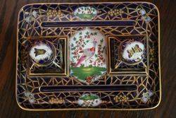 Superb French Porcelain Hard Decorated Ladies Desk Set 