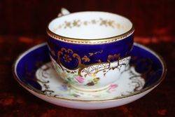 Cup and Saucer English Hand Painted C 1820