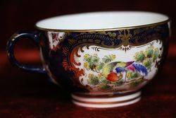 Royal  Blue   Ground Cup and Saucer Painted Exotic Birds By CJohnson C1917