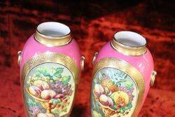 Pair of Early C19th Hand Painted Porcelain Vases 