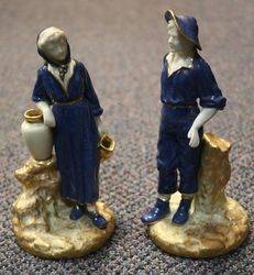 Pair of Royal Worcester Porcelain Figures C1920 #