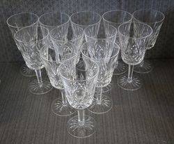 Waterford Crystal 12 Long Stem Wine Glasses 