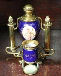 19th Century Porcelain and Bronze Wax Seals Lamp Kit 