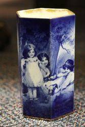 Antique Doulton Small Blue Children Vase 