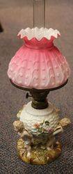 Late C19th German Sitzendorf Porcelain Oil Lamp #