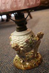 Late C19th German Sitzendorf Porcelain Oil Lamp 