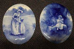 Pair Of Royal Doulton Blue Children Plaques C1908 