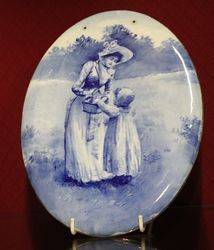 Pair Of Royal Doulton Blue Children Plaques C1908 