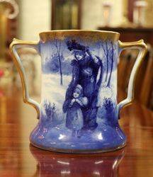 Antique Doulton Blue Children 2 Handle Cup #