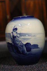 Antique Doulton Blue Children Vase #