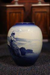 Antique Doulton Blue Children Vase 