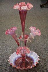 Victorian Ruby Vaseline 3 Trumpet + 2 Basket Epergne 